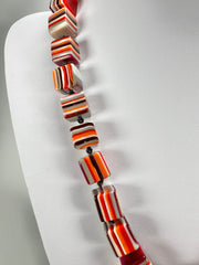 Jackie Brazil "POP" Liquorice Orange Mix Small Cubes 65cm Necklace ( N0046 )