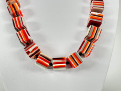 Jackie Brazil "POP" Liquorice Orange Mix Small Cubes 65cm Necklace ( N0046 )