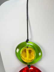 Jackie Brazil "Saturn" Transparent Summer Mix Disk and Cylinder On String Short 50cm Necklace ( N0060 )