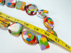 Jackie Brazil "Indiana" Kandinsky Multi-Bead Long Resin 110cm Necklace ( N0038 )