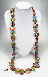 Jackie Brazil "Indiana" Kandinsky Multi-Bead Long Resin 110cm Necklace ( N0038 )