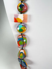 Jackie Brazil "Indiana" Kandinsky Multi-Bead Long Resin 110cm Necklace ( N0038 )