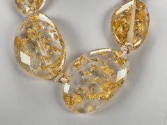 Jackie Brazil "Gold Flakes" Short Flat Riverstones 50cm Necklace ( N3616 )