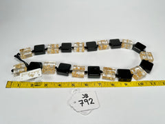 Jackie Brazil "Gala" Black & Gold Flakes Half Rectangles 65cm Necklace ( N0789 )