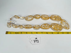 Jackie Brazil "Gold Flakes" Long Flat Riverstones 65cm Necklace ( N3700 )