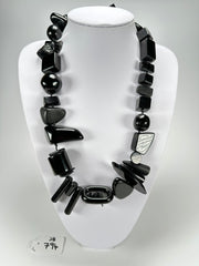 Jackie Brazil "Indiana" Black Multi-Bead Medium Resin 70cm Necklace ( N0033 )