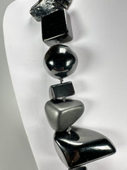 Jackie Brazil "Indiana" Black Multi-Bead Medium Resin 70cm Necklace ( N0033 )