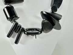 Jackie Brazil "Indiana" Black Multi-Bead Medium Resin 70cm Necklace ( N0033 )