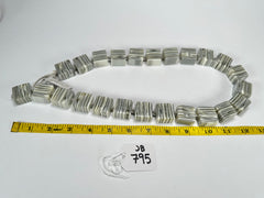 Jackie Brazil "Gala" Liquorice Cream Mix Half Rectangles 65cm Necklace ( N0789 )