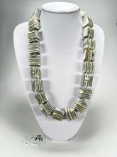 Jackie Brazil "Gala" Liquorice Cream Mix Half Rectangles 65cm Necklace ( N0789 )