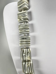 Jackie Brazil "Gala" Liquorice Cream Mix Half Rectangles 65cm Necklace ( N0789 )