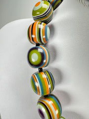 Jackie Brazil "Cat Eyes" Winter Mix Liquorice Balls Resin Necklace 50cm ( N0894 )