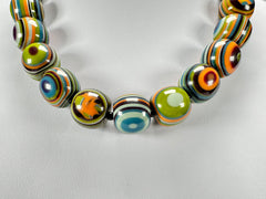 Jackie Brazil "Cat Eyes" Winter Mix Liquorice Balls Resin Necklace 50cm ( N0894 )