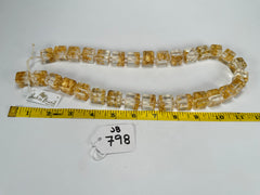 Jackie Brazil "POP" Gold Flakes Liquorice Small Cubes 65cm Necklace ( N0046 )