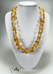 Jackie Brazil "POP" Gold Flakes Liquorice Small Cubes 65cm Necklace ( N0046 )