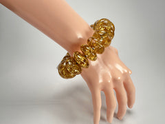 Jackie Brazil "Ana" Gold Flakes Elasticated Wheels Resin Bracelet ( B0910 )