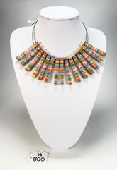 Jackie Brazil "Cleopatra" Liquorice Thin Rectangles On Wire Resin Choker Necklace ( N2660 )