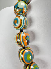 Jackie Brazil "Cat Eyes" Winter Mix Liquorice Balls Resin Necklace 50cm ( N0894 )