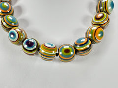 Jackie Brazil "Cat Eyes" Winter Mix Liquorice Balls Resin Necklace 50cm ( N0894 )