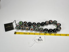 Jackie Brazil "Darning" Black Swirls Balls With Cat Eyes Choker Resin Necklace ( N3200 )