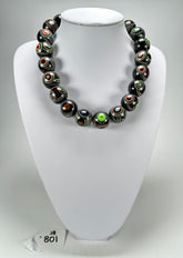 Jackie Brazil "Darning" Black Swirls Balls With Cat Eyes Choker Resin Necklace ( N3200 )