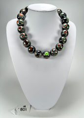 Jackie Brazil "Darning" Black Swirls Balls With Cat Eyes Choker Resin Necklace ( N3200 )