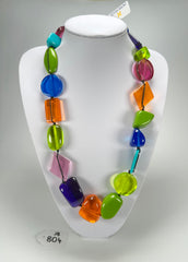 Jackie Brazil "Indiana" Transparent Summer Mix Multi-Bead Medium Resin 70cm Necklace ( N0033 )