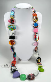 Jackie Brazil "Indiana" Mix Colours Multi-Bead Long Resin 110cm Necklace ( N0038 )