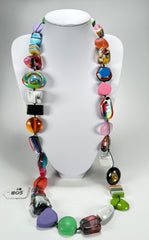 Jackie Brazil "Indiana" Mix Colours Multi-Bead Long Resin 110cm Necklace ( N0038 )