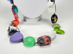 Jackie Brazil "Indiana" Mix Colours Multi-Bead Long Resin 110cm Necklace ( N0038 )