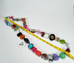 Jackie Brazil "Indiana" Mix Colours Multi-Bead Long Resin 110cm Necklace ( N0038 )