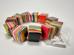 Jackie Brazil "POP" Liquorice Mix Colours Small Cubes Bracelet ( B0224 )