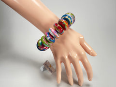 Jackie Brazil "Ana" Kandinsky Elasticated Wheels Resin Bracelet ( B0910 )