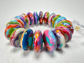 Jackie Brazil "Ana" Kandinsky Elasticated Wheels Resin Bracelet ( B0910 )