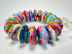 Jackie Brazil "Ana" Kandinsky Elasticated Wheels Resin Bracelet ( B0910 )