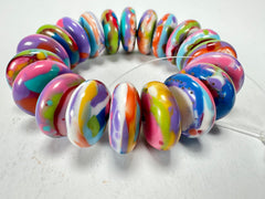 Jackie Brazil "Ana" Kandinsky Elasticated Wheels Resin Bracelet ( B0910 )