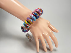 Jackie Brazil "Ana" Kandinsky Elasticated Wheels Resin Bracelet ( B0910 )