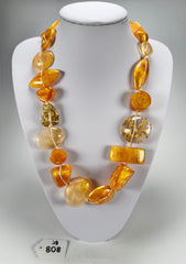 Jackie Brazil "Indiana" Gold Mix Multi-Bead Medium Resin 70cm Necklace ( N0033 )
