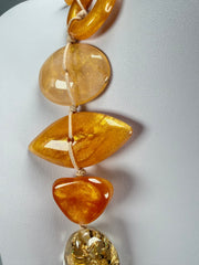 Jackie Brazil "Indiana" Gold Mix Multi-Bead Medium Resin 70cm Necklace ( N0033 )