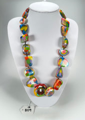 Jackie Brazil "Indiana" Kandinsky Multi-Bead Medium Resin 70cm Necklace ( N0033 )