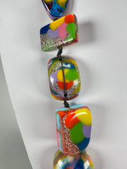 Jackie Brazil "Indiana" Kandinsky Multi-Bead Medium Resin 70cm Necklace ( N0033 )