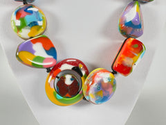 Jackie Brazil "Indiana" Kandinsky Multi-Bead Medium Resin 70cm Necklace ( N0033 )