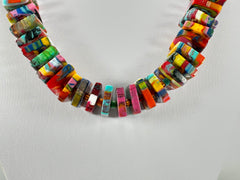 Jackie Brazil "Patricia" Kandinsky Liquorice Squares & Beads 55cm Necklace ( N0025 )