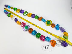 Jackie Brazil "Indiana" Transparent Carnaval Mix Multi-Bead Long Resin 110cm Necklace ( N0038 )
