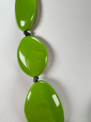 Jackie Brazil "Green Gloss" Short Flat Riverstones 50cm Necklace ( N3616 )