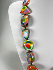 Jackie Brazil "Indiana" Kandinsky Multi-Bead Medium Resin 70cm Necklace ( N0033 )