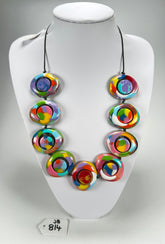 Jackie Brazil "Saturn" Kandinsky Disk and Cylinder On String Short 50cm Necklace ( N0060 )