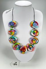 Jackie Brazil "Saturn" Kandinsky Disk and Cylinder On String Short 50cm Necklace ( N0060 )