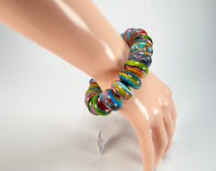 Jackie Brazil "Bela" Kandinsky Elasticated Mini Wheels Resin Bracelet ( B0920 )