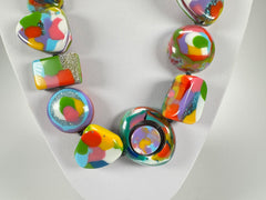 Jackie Brazil "Indiana" Kandinsky Multi-Bead Medium Resin 70cm Necklace ( N0033 )